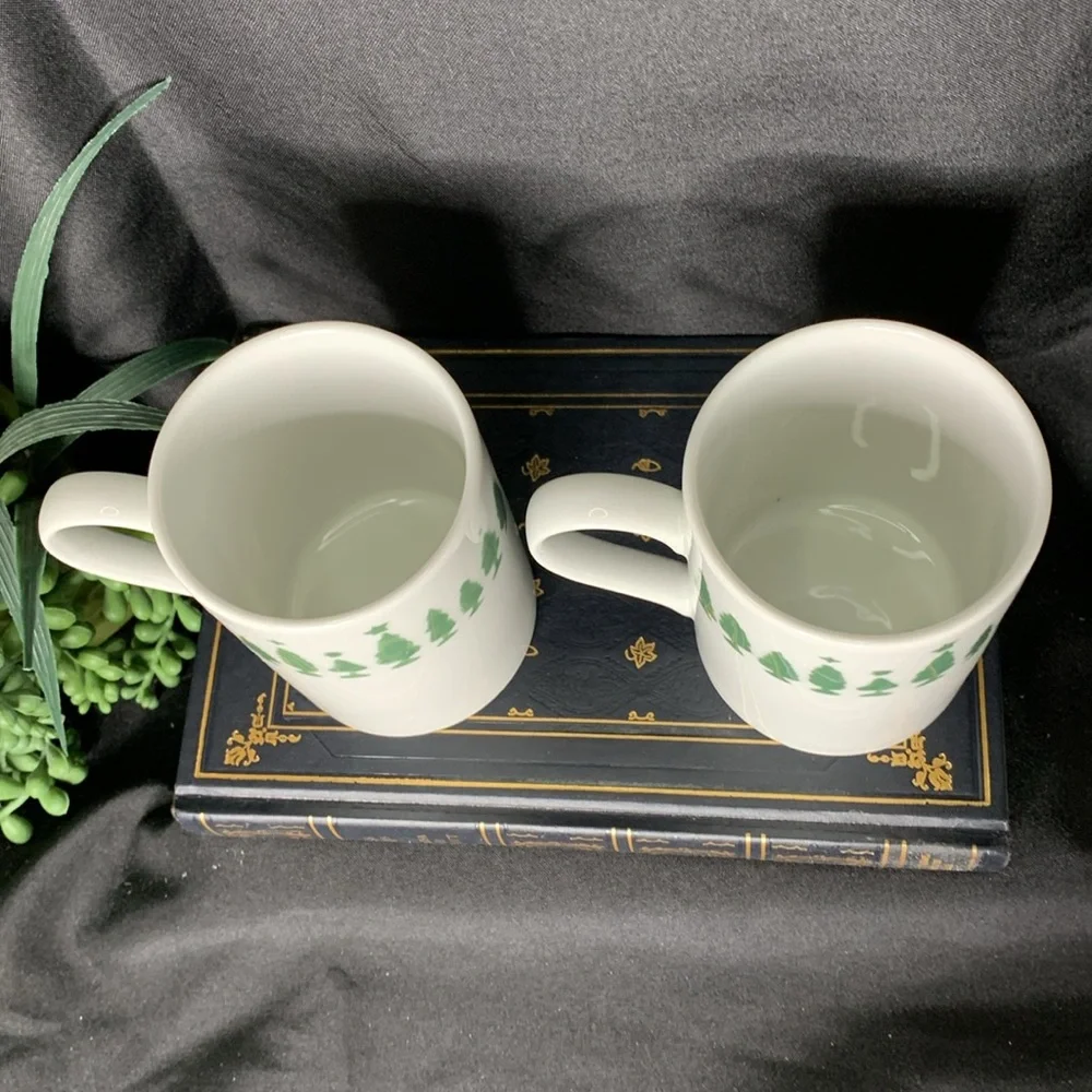 Set of 2 Crate & Barrel Christmas Tree mugs